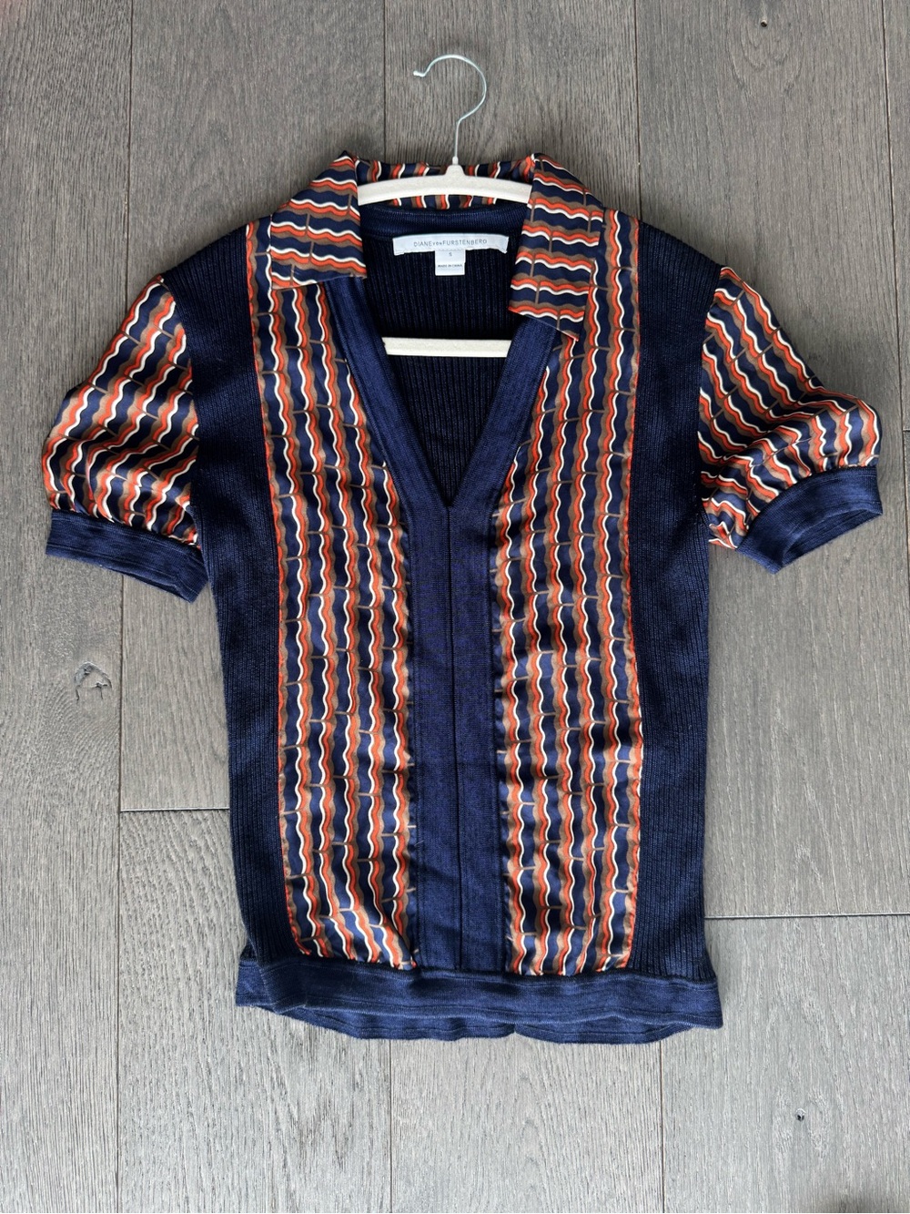 Diane Von Furstenberg Paley Knit Short Sleeve Top
